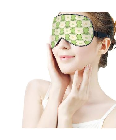 Cute Frog Pattern Sleep Mask | Adjustable Elastic Strap | Night Blindfold for Men and Women | Ideal for Yoga, Travel, Nap - Buy Online on GoSupps.com