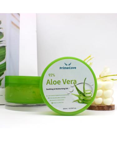 PrimeCove - 92% Aloe Vera Gel (300ml) | Soothing & Cooling | For Hair Face & Body | Fast-Absorbing Moisturiser | Skin-Firming & Protective | All Skin Types - Buy Online on GoSupps.com