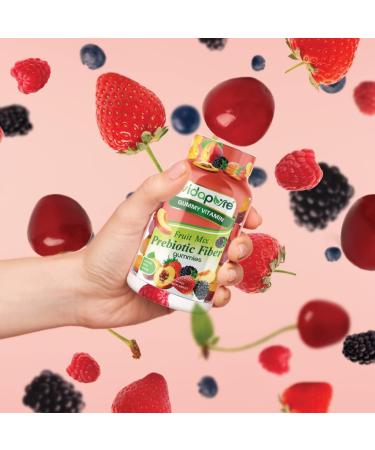 MYVIDAPURE Fruit Mix Prebiotic Fiber Gummies - Natural Strawberry, Peaches & BlackBerry Flavor - 60 Gummies (Non-GMO, Gelatin-Free) - Buy Online on GoSupps.com