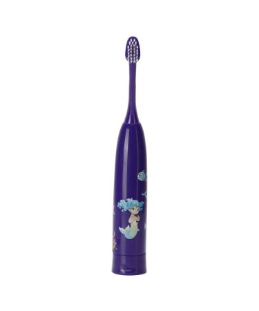 Power toothbrush ultrasound-powered electric toothbrush cute cartoon pattern sonic toothbrush with 2 brush heads electric ultrasound toothbrush (mermaid purple) 1 piece (1 Pack) Mermaid Lila