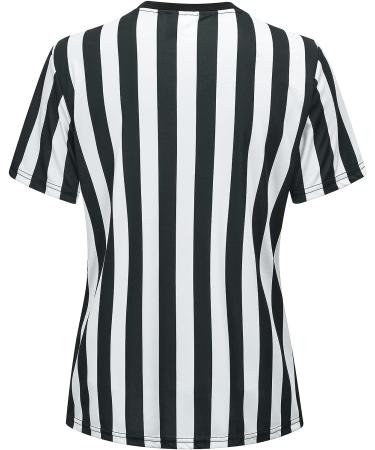Women's Official Referee Shirt Black & White Stripe | Short Sleeve Jersey for Basketball, Football, Hockey | V-Neck, Small - Buy Online on GoSupps.com