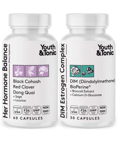 Female Hormone & Estrogen Balance Supplements | Women All Stages Hormonal Imbalance Support | PMS & Menopause Relief Pills with Black Cohosh Red Clover Dong Quai Soy Isoflavones DIM Metabolism Complex - Buy Online on GoSupps.com