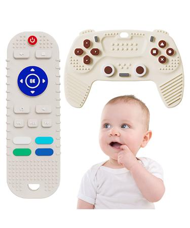 2PCS Silicone Baby Teething Toys Remote Control Remote Control & Game Controller Silicone Teething Toy (White)