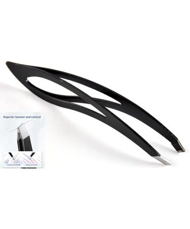 Wide Grip Slant Tweezers - German Stainless Steel - Hand-Filed Slanted Tips for Ultra-Precision - Tweezers for Eyebrows and Nose/Ear/Facial Hair - Professional Grade (Black) - Buy Online on GoSupps.com