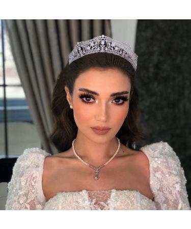 Aoligrace Western CZ Wedding Bridal Crown | Princess Tiara Headwear in Silver - Buy Online on GoSupps.com