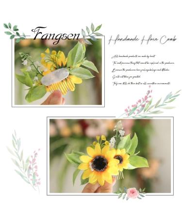 Fangsen Gold Sunflower Wedding Hair Comb - Yellow Flower Pearl Bridal Headpiece for Women - Buy Online on GoSupps.com