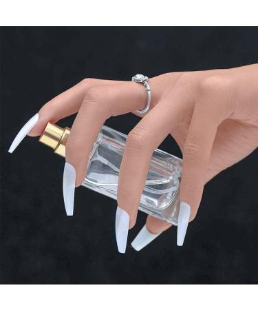 Sethexy Glossy Ballerina Long Press-On Nails - Sparkle White Acrylic Fashion Tips - 24 Complete Coverage Nail Set for Women & Girls - Buy Online on GoSupps.com