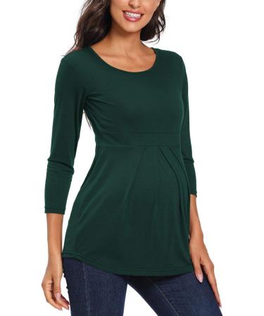 Love2Mi Maternity Short Sleeve Pregnancy T-Shirt | Summer Tunic | Size Small | Dark Green - Buy Online on GoSupps.com