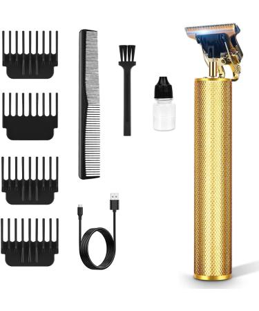 Professional Hair Trimmer for Men Zero Gapped Cordless Hair Clipper Professional Haircut & Grooming Kit for Men USB Rechargeable Tribal Hair Trimmer (Gold)