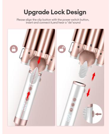 CkeyiN 3-in-1 Interchangeable Curling Wand Set - Ceramic Crimper Straightener & Waver for All Hair Types - PTC Fast Heating - Buy Online on GoSupps.com