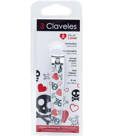 3 Claveles - Pedicuro Nail Clippers with File Nail Clippers Toenail Clipper Decorated Skull Lovers Collection Carbon Steel 8cm - Buy Online on GoSupps.com