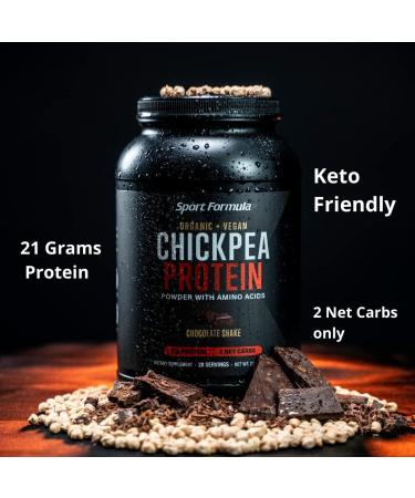 Organic Vegan Chickpea Protein Powder - All-Natural Chocolate Flavor 21g Protein & Only 2 Net Carbs | Sport Formula - Buy Online on GoSupps.com