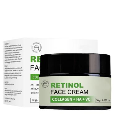 Retinol Face Cream Collagen Boost Face Moisturiser Firming Night Cream for Repair Anti Aging Face Cream for Women Deep Hydrating & Anti Wrinkle & Lift Sagging Skin Retinoid Cream-Smooth Fine LInes