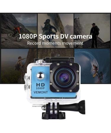 Vemont 1080P 12MP Action Camera - Full HD Sports Cam 30m Waterproof with Mounting Kit - Blue - Buy Online on GoSupps.com