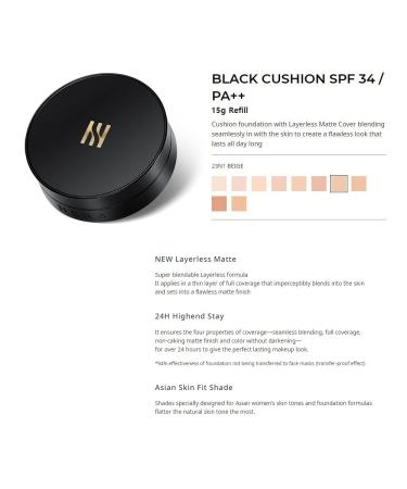 Hera Black Cushion SPF34/PA++ 15g Refill (23 Beige) - Top-rated Sun Protection for Flawless Skin - Buy Online on GoSupps.com