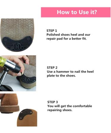 20pcs Rubber Heel Plates Shoe Repair Pads with Nails - Black - Buy Online on GoSupps.com