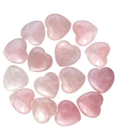 Marrywindix 15 Packs 0.8 Inches Healing Crystal Natural Rose Stone Heart Love Carved Palm Worry Stone Chakra Reiki Balancing