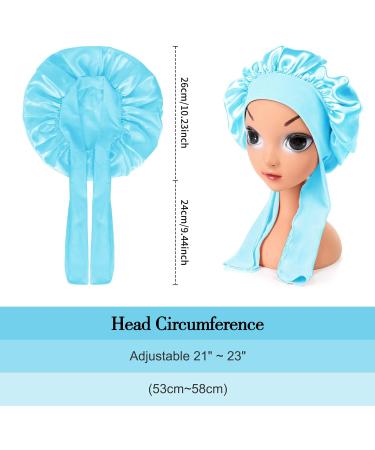 Arqumi Kids Silk Satin Bonnet 2Pcs Set - Soft Adjustable Night Cap for Baby to Teens in Black & Blue - Buy Online on GoSupps.com