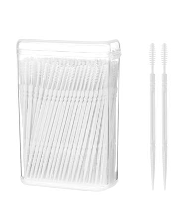 Interwall room brush interdental brushes in the donor toothpick for teeth dental care on the way and on the go tooth cleaning brush with toothpick interdental brush soft silicone 200 pieces white