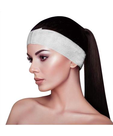 APPEARUS 100 Ct. Disposable Spa Facial Headbands with Convenient Closure Off-white