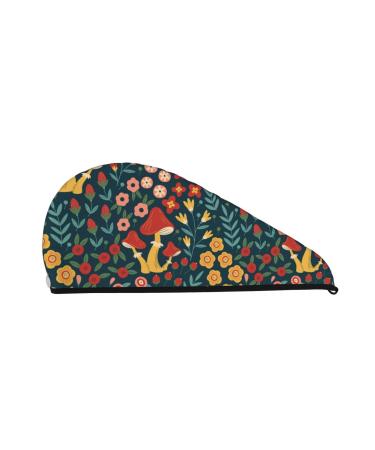 Berries and Flowers Microfiber Hair Towel Soft Super Absorbent Hair Towel Wrap for Women Coral Velvet Quick Dry Hair Cap for Long Curly and Thick Hair