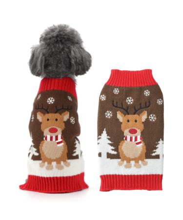 ABRRLO Christmas Dog Sweater Dog Sweater Pet Dog Sweater Warm Puppy Small Medium Dogs (L Deer) L Deer