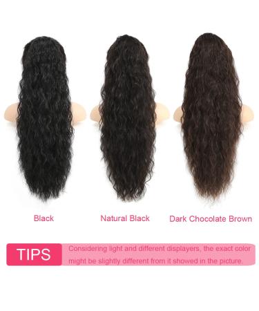 BETHANY 26 Inch Curly Drawstring Ponytail Extension - Synthetic Long Wavy Clip in Hair Extension for Women (Natural Black) - Buy Online on GoSupps.com
