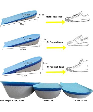 Height Increase Heel Insoles for Men & Women - Gel Lift Inserts for Comfort & Elevation | Invisible Cushion Pads 0.6" Heel Height - Buy Online on GoSupps.com