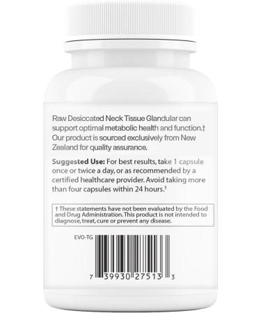 Evolved Elements Thyroid Raw Grass-Fed Desiccated New Zealand Sourced - Energy & Metabolism Support Non-GMO, 60 Capsules - Buy Online on GoSupps.com