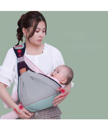 Breathable Baby Sling Dual Use Infant Sling Carrier Adjustable Widened Shoulder Straps Baby Wrap Carrier Anti-Slip Breastfeeding Carrier for Infant 0-36 Months Green - Cloth - Buy Online on GoSupps.com