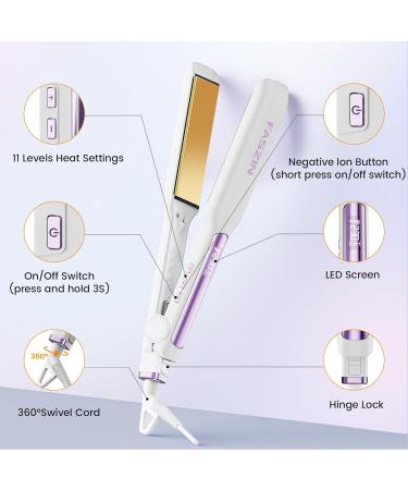 Professional Titanium Hair Smooth Iron 42mm Plates Negative Ion 30s Fast Heating 11 Adjustable Temperatures (130-230 ) - White - Buy Online on GoSupps.com