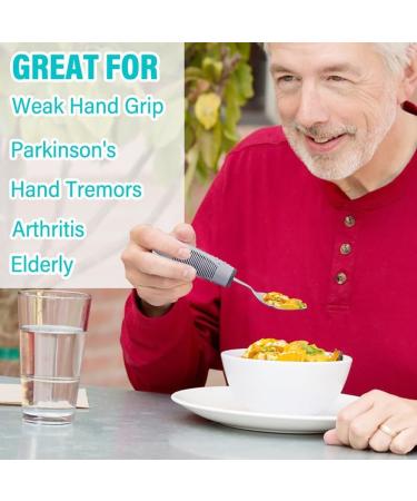 Dewedrt Adaptive Utensils Set Adaptive Utensils 4pcs for Hand Tremors Elderly Arthritis Parkinsons-Built Up Utensils - Buy Online on GoSupps.com