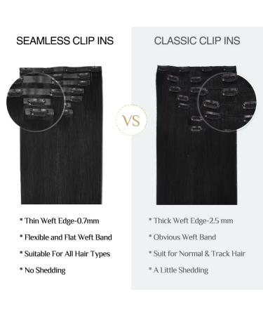 Doores Real Hair Extensions - Seamless 50cm 20 Inch Low Black 110g Remy Clip-In Thick Natural Hair - Buy Online on GoSupps.com