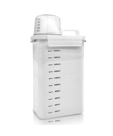 Cbilzxer Airtight Detergent Dispenser with Measuring Cup Washing Powder Storage Box PET Plastic Clear BPA-Free Multi-Purpose Washing Powder Dispenser for Detergent Cereals (2300 ml) 2300ml