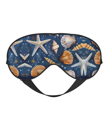 SSIMOO Sea Star and Seashell Pattern Sleep Mask-Adjustable Breathable Fashionable Eye Mask for A Comfortable Sleep Experience Black