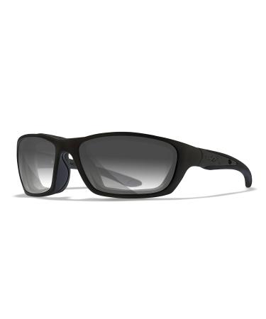 Wiley X Brick Sunglasses, ANSI Z87 Safety Glasses for Men and Women, UV Eye Protection for Shooting, Fishing, Biking, and Extreme Sports, Matte Black Frames, Photochromic Light Adjusting Grey Lenses
