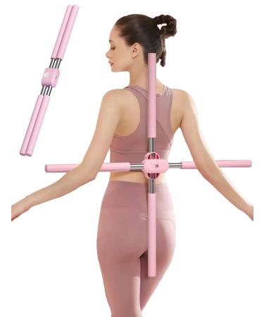 Posture corrector,hunchback corrector,yoga stick,Yoga Sticks Stretching Tool,Retractable Design Humpback Correction Stick for Adult and Child(Pink)