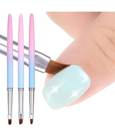 cobee 3 Pack Nail Polish Clean Up Brushes Nail Art Clean Up Brushes Nail Painting Brushes Nail Remover Brush Nail Pen Painting Tools for Manicure Makeup Cleaning(Round Angled Flat)