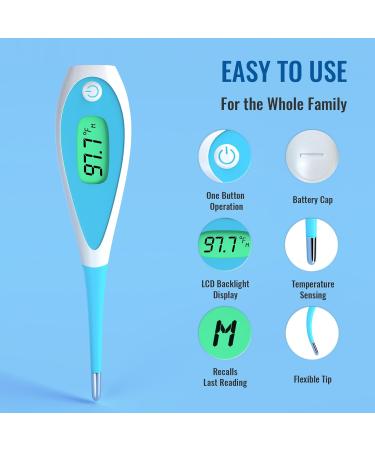 Buy Boncare Thermometer for Adults - Fast 10-Second Oral Fever Thermometer with Blue Display | International Shipping - Buy Online on GoSupps.com