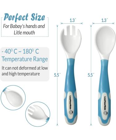LessMess4Kidz Silicone Baby Fork and Spoon Set (1 Set of Blue) Toddler Utensils BPA Free. Bendable Self Feeding 2 Colors 100% Food Grade Baby Feeding Spoon and Toddler Fork Great for Snacks. - Buy Online on GoSupps.com