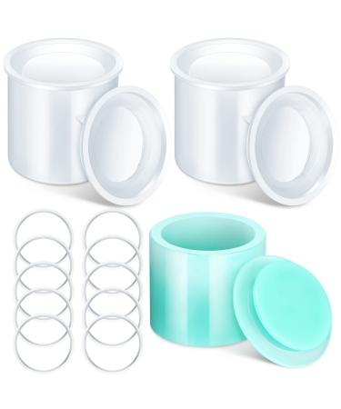 Nuogo 2 Pcs Candle Jar Molds Silicone Concrete Molds with Lids Epoxy Resin Candle Vessels Cement Mold Cylinder Candle Pot Molds with 10 Lid Seals for Candle Storage Holder DIY Planter Making Supplies