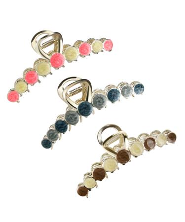 3 Pack Metal Hair Claw Clips 4.3Hair Clips for Women and Girls Fashion Hair Clips for Thick Hair & Thin Hair