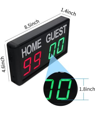 GAN XIN Portable Electronic Scoreboard with Remote | 1-99 Digital Score Keeper for Volleyball, Basketball, Football, and More - 1.8inch Red+Green - Buy Online on GoSupps.com