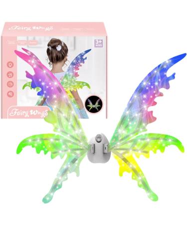 Light Up Fairy Wings | Adjustable Butterfly Colorful Wings with Music | Theme Eye-Catching Dressing for Parade Theatrical Performance Dress Up Masquerade English Color Box Rechargeable Version  - Buy Online on GoSupps.com