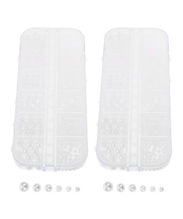 IWOWHERO 2 Boxes Nail Art Pearls Nail Art Charms Manicure Beads Beige