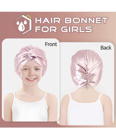 Arqumi Kids Double-Layer Satin Hair Bonnet - Adjustable Pink Sleep Cap for Girls - Buy Online on GoSupps.com