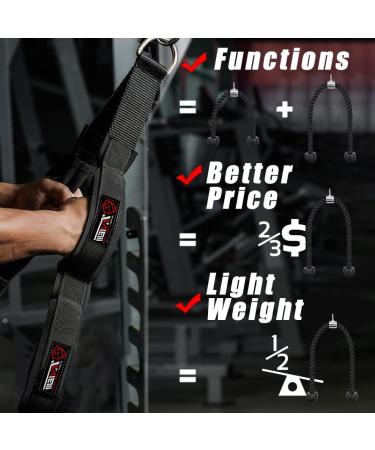 Tricep Rope Cable Attachment for Greater Range Of Motion - Dual Length Design - Buy Online on GoSupps.com