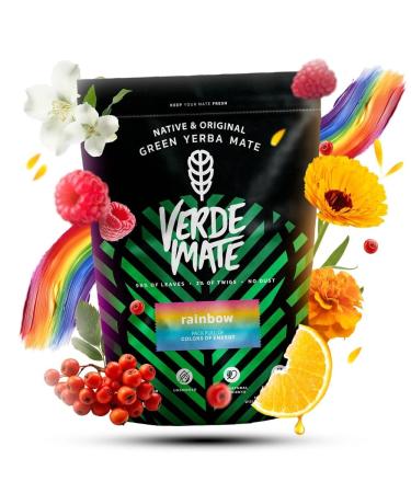 Verde mate Verde Mate Green Rainbow 400g Yerba Mate with fruits and flowers raspberry orange and jasmine flavor energy booster