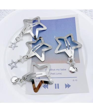 xbiez Cute Star Snap Hair Clip Set Lovely Hair Clip with Pearls Tassels Hairpins for All Hair Bangs Hair Pins 2000s Girls Star style - Buy Online on GoSupps.com