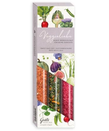 Spice gift set "Veggielieben" i Exquisites spices set as a gift for women i 3x in glass spice mixtures-flower mixture beetroot salt sweet chili-dip i gift birthday (69g)